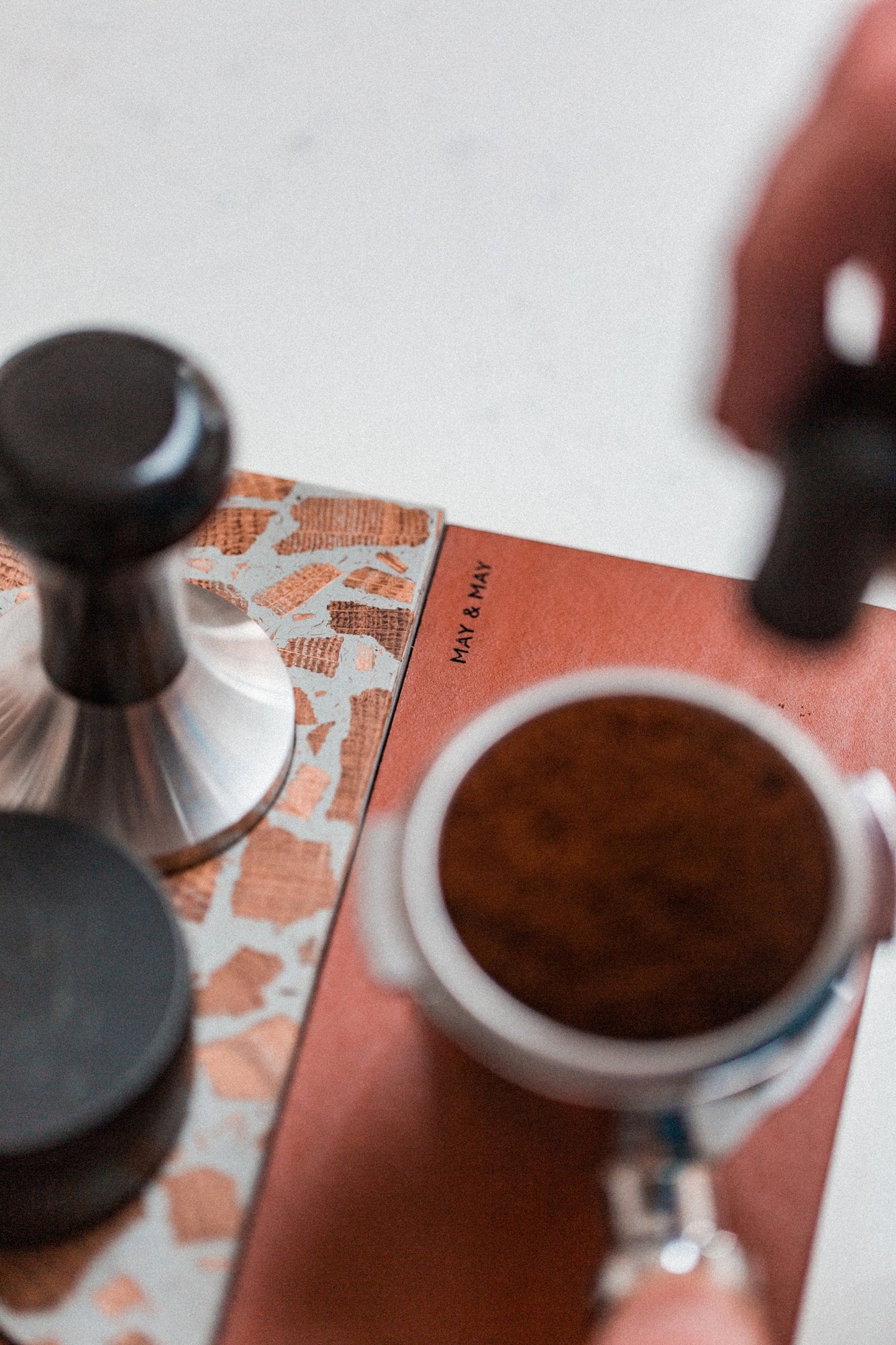 Tamping Station in Slate/Tan Leather