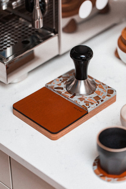 Tamping Station in Slate/Tan Leather