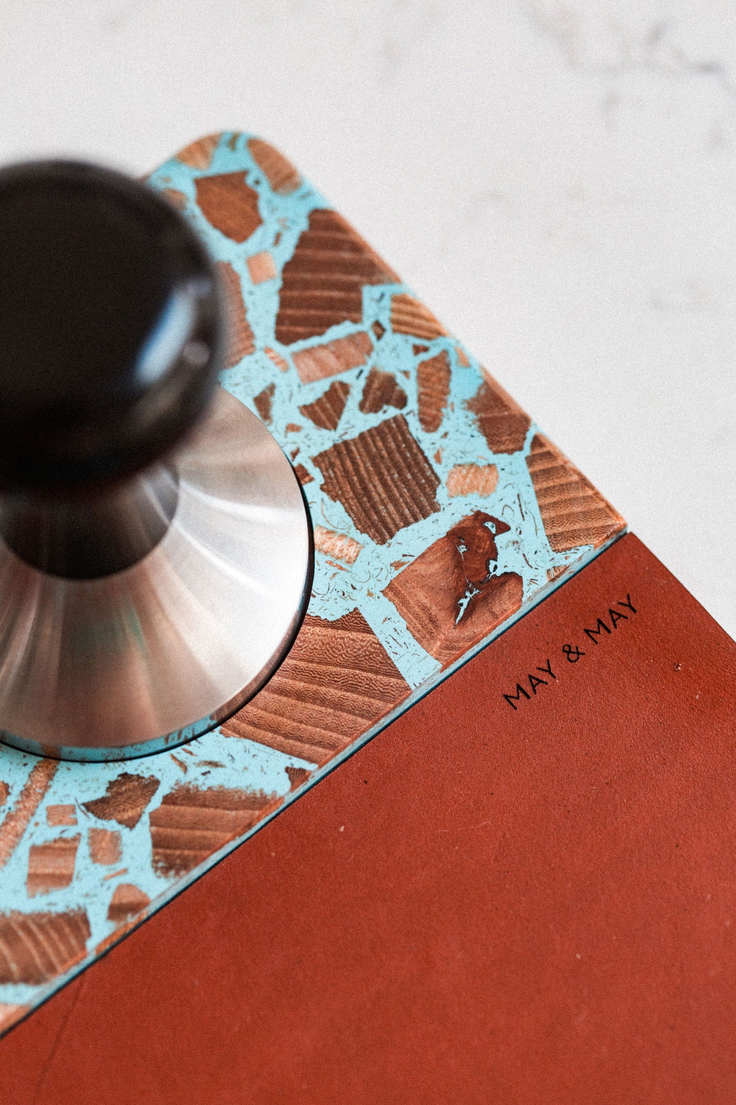 Tamping Station in Azure/Tan Leather